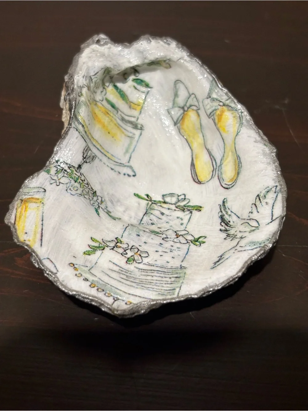 Wedding bridal theme handmade decoupage shells